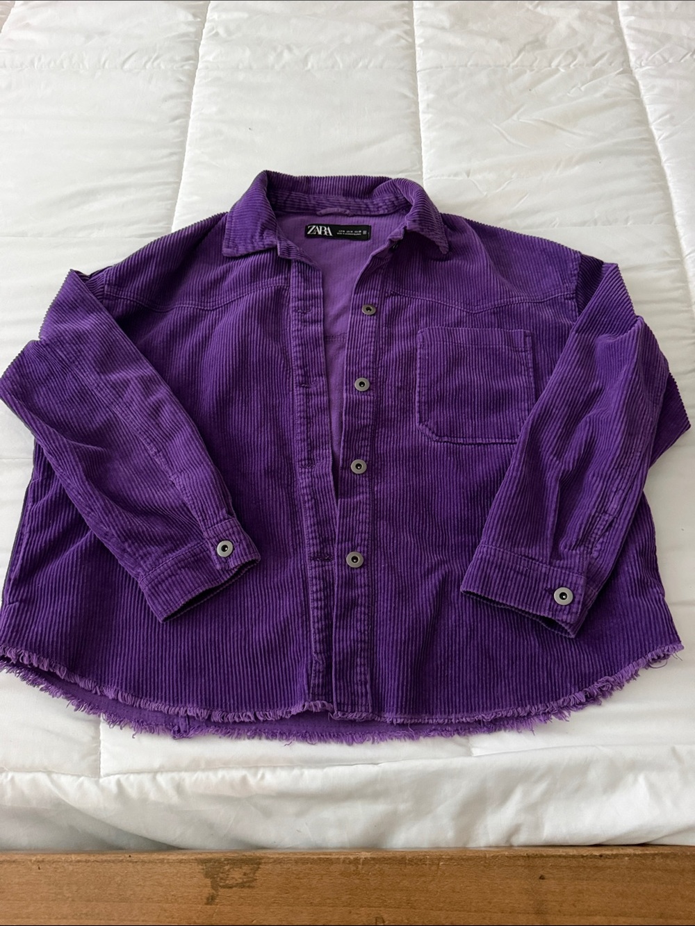 ZARA Purple Corduroy Button-Down Shirt Jacket